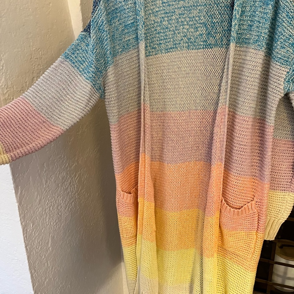 American Eagle Knitted Long Rainbow Cardigan